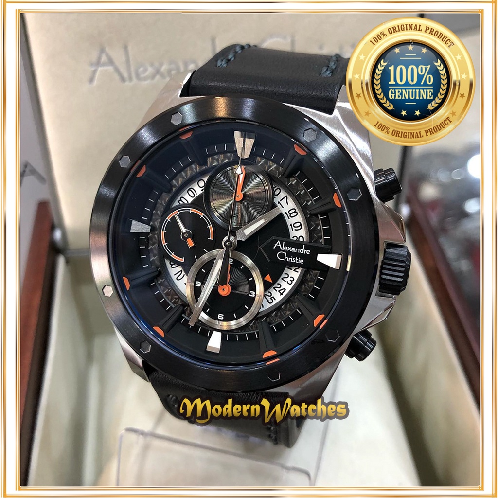 Jam Tangan Ori Terbaru Pria Alexandre Christie AC 6627 / 6594 Tali Kulit Coklat Brown Hitam Rosegold