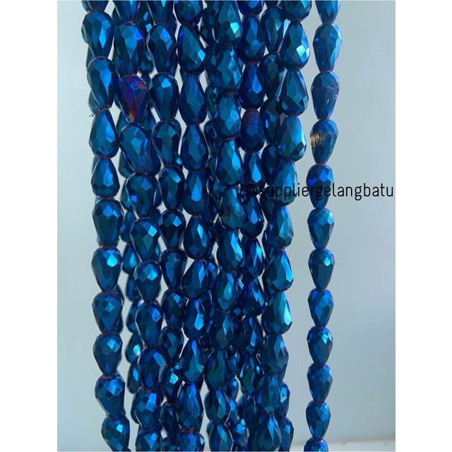 kristal Tetes ceko 15mm x 10mm blue metallic biru metalik almas cantik