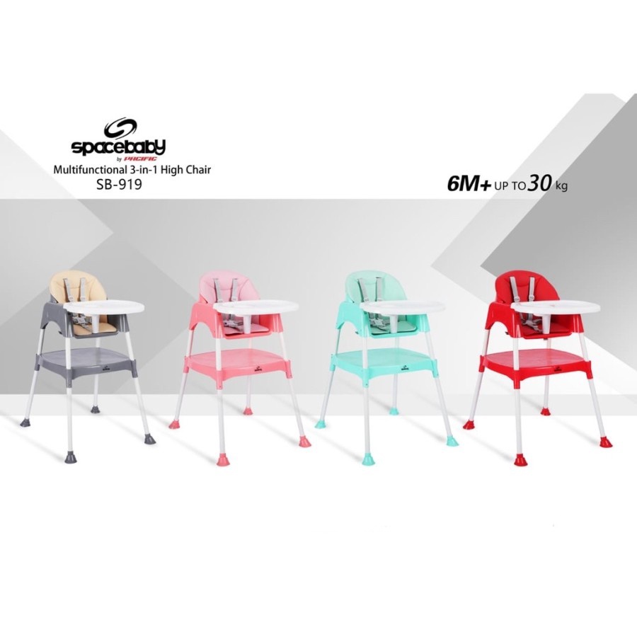 Instan Baby High Chair Spacebaby SB919 Multifunctional 3 in 1 Kursi Makan Anak Bayi Balita By Pacific-5
