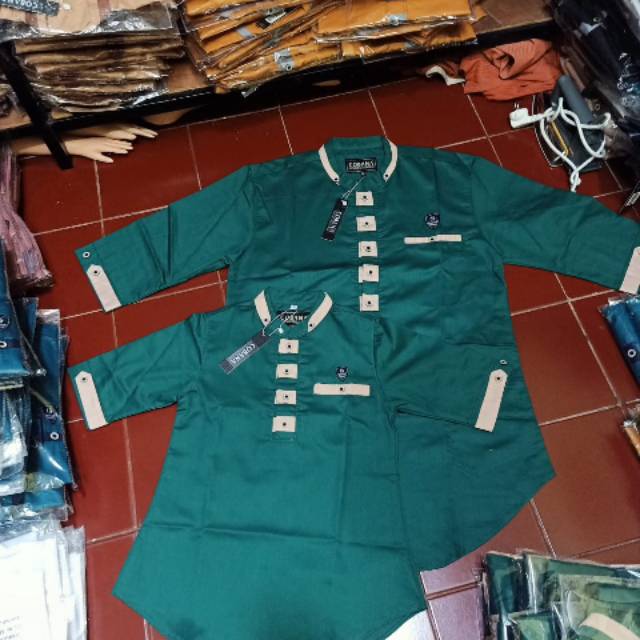 Kurta  couple toyobo  original COBANA hijau botol & hijau Wardah Premium