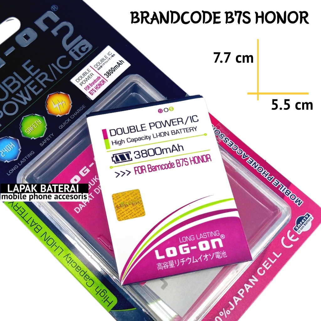 LOG - ON Baterai Brandcode B7S Honor Double IC Protection Battery Batre