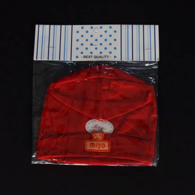 MIYO Topi Bayi Bulat Merah Polos / Perlengkapan Newborn Kado Baju Bayi