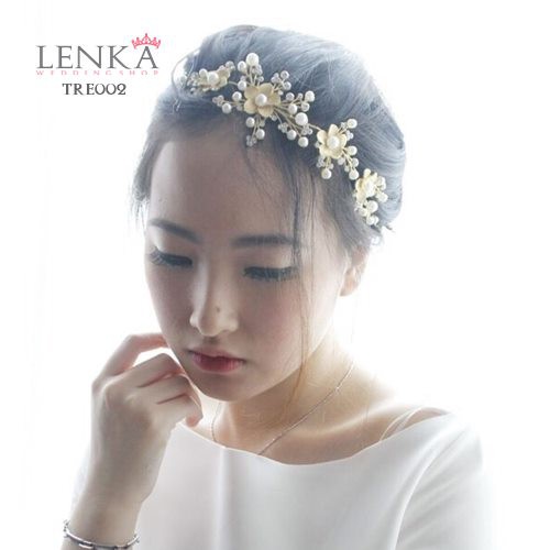 [TOKO TERPERCAYA] TIARA HEADPIECE RAMBUT PESTA MUTIARA GOLD WEDDING TRE002