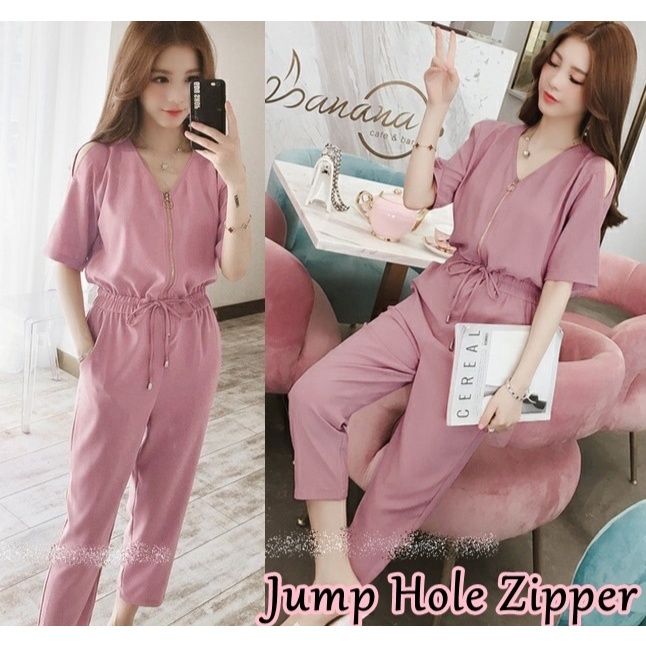 Toply shop Jampsuit Hole zipper korea style