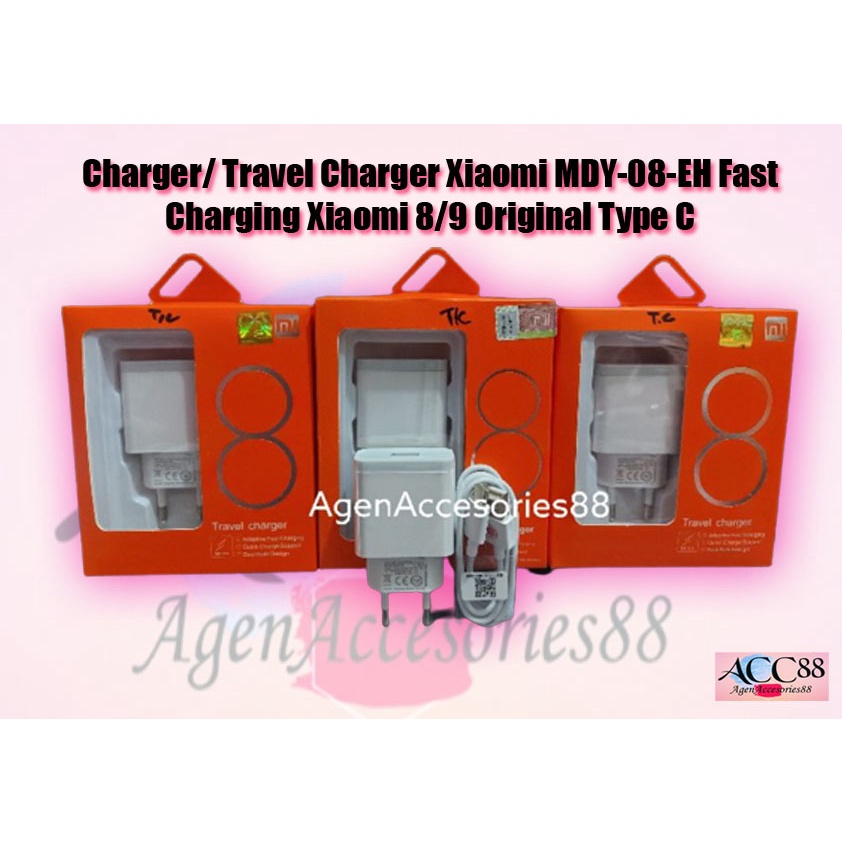 Charger/ Travel Charger mi MDY-08-EH Fast Charging mi 8/9 Original Type C