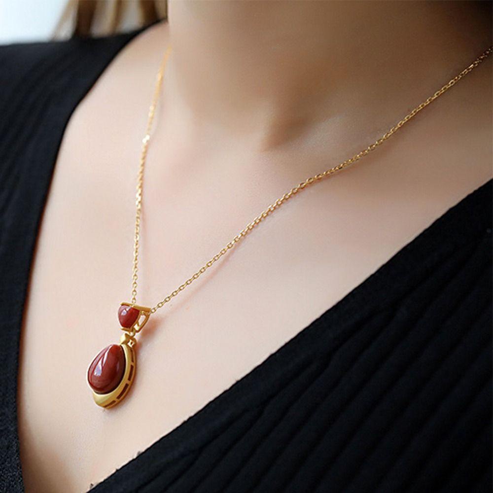 Mxbeauty Hetian Jade Choker Elegan Dingin Fashion Gadis Hadiah Adjustable Beruntung Klavikula Rantai