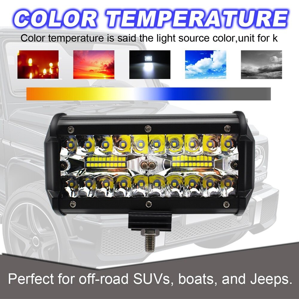 Lampu/Lampu mobil LED Spot Lightbar Mobil Truck ATV SUV 4WD 7 Inch 120W - C8-1519 - Black