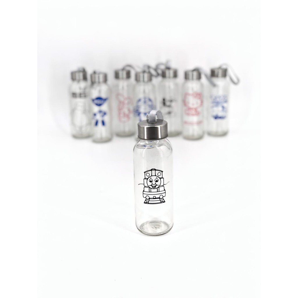 Grosir - B182 Botol Minum Kaca Karakter Clear / Free Kotak