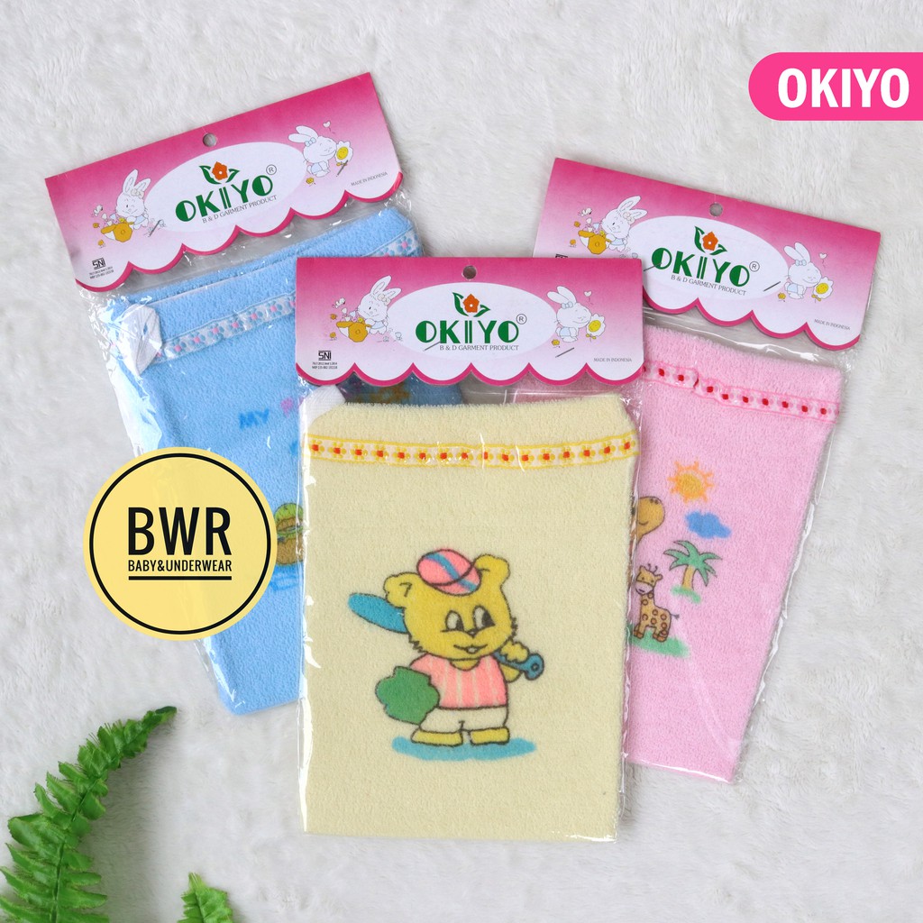 Waslap Bayi Okiyo | Waslap Tangan Mandi Bayi Kain Lembut Jari &amp; Kotak - Bwr