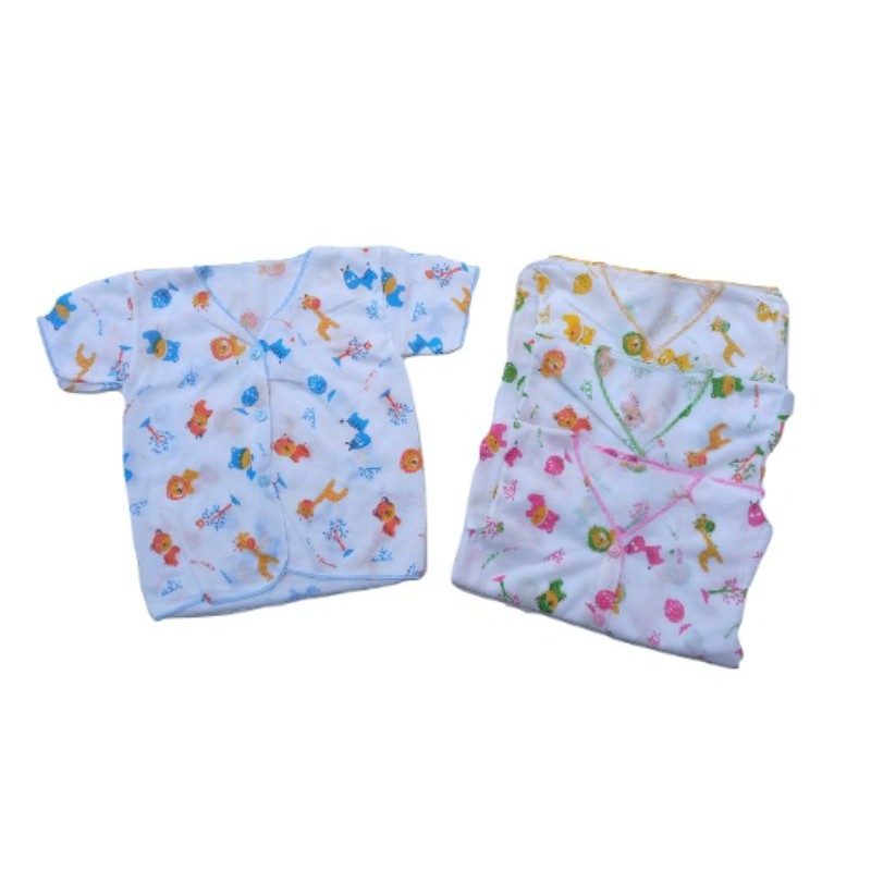 [BISA COD] 1PCS Baju Bayi Lengan Pendek Putih Tabur Animal Newborn-1