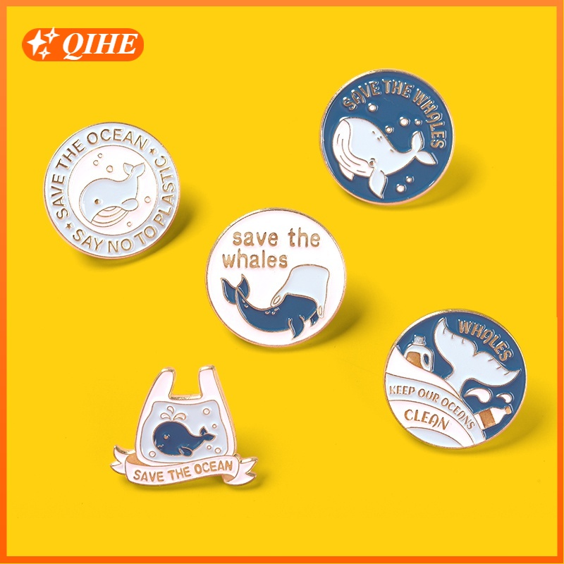 Whale Bros Pin Enamel Bentuk Ikan Paus Kartun 5 Model Untuk Hadiah Teman