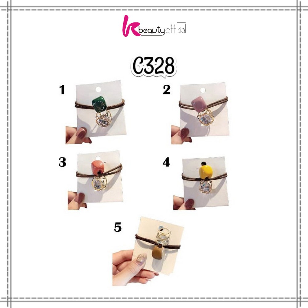 KB-C328 C336 Ikat Rambut Korean Style / Karet Ikat Rambut Karakter Batu ala Korea / Karet Rambut Fashion / Aksesoris Rambut Wanita-C328