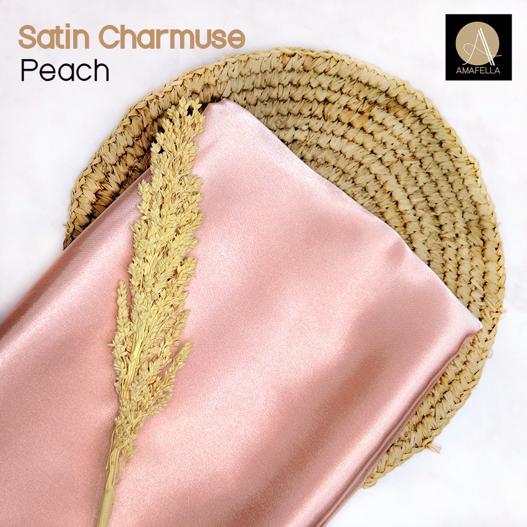 1/2 meter Kain Satin Charmuse / Sateen Silk Premium Peach