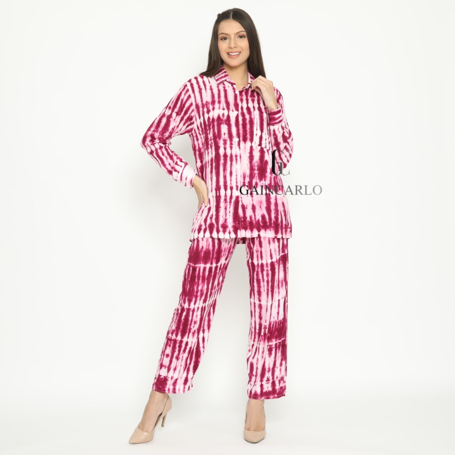 Baju Tidur Wanita Dewasa Setelan Model Tie Dye Kemeja