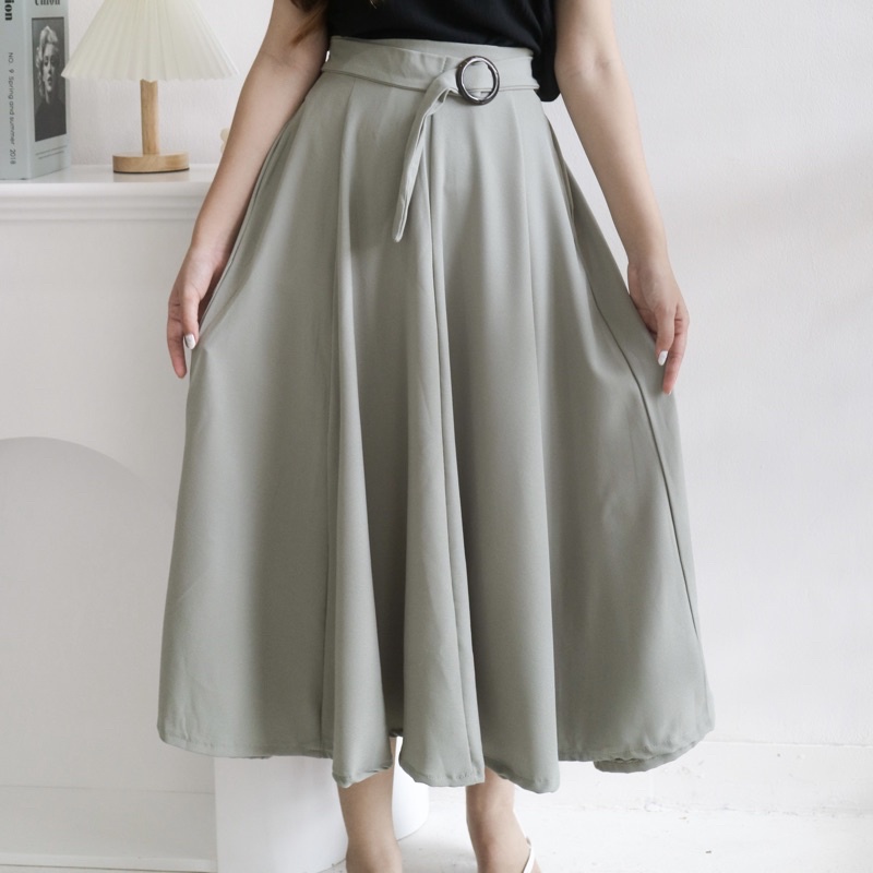 MSMO Juliet Long Skirt Belt / Rok Wanita / Skirt-Soft Mint