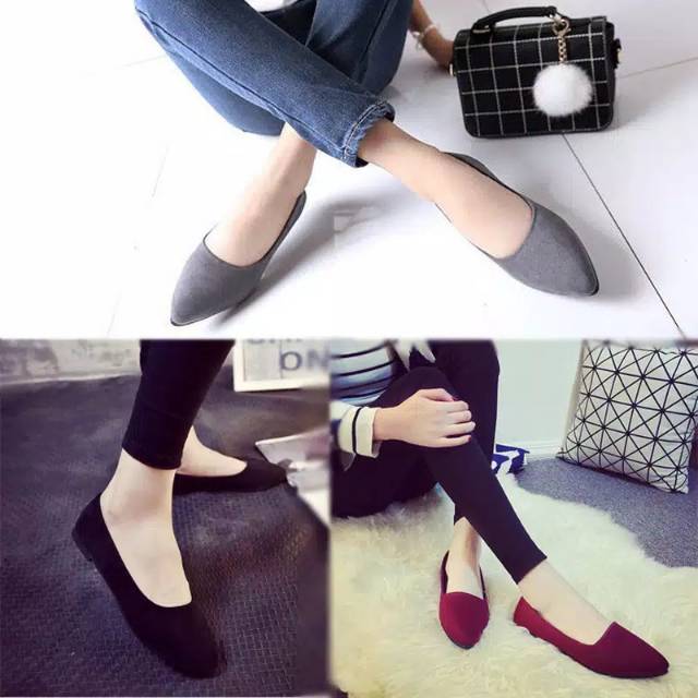 Big Sale] Flat Shoes F01 Wanita Polos