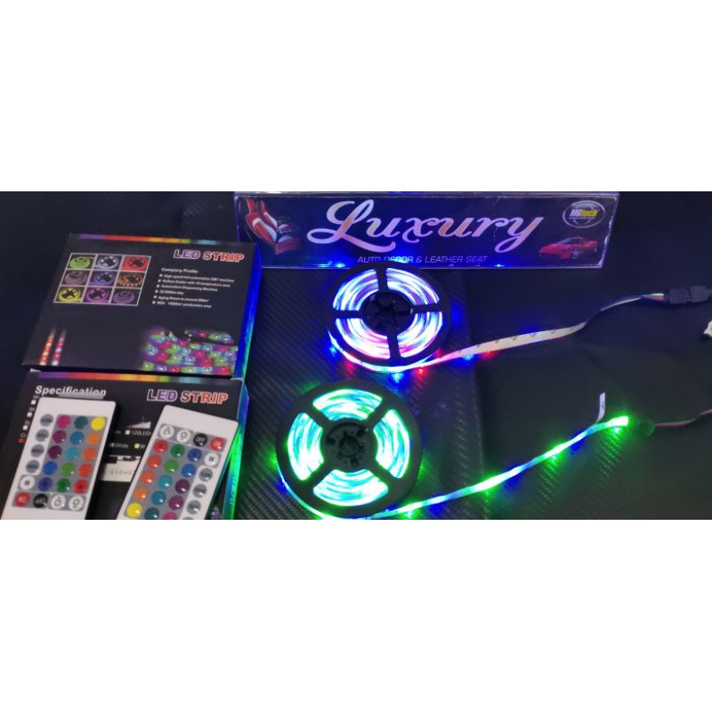 led strip 2538 12v panjang 5 meter red green blue adaptor dan remote