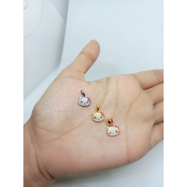 kalung nori ukir anak + liontin hello kitty mp / kalung perak asli silver 925 lapis emas/kalung anak