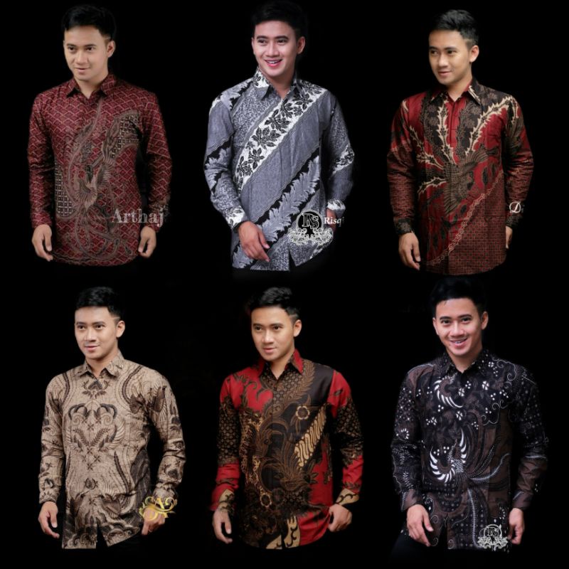 Kemeja Batik Pria Modern Lengan Panjang Casual Modis Slim Fit Trendy Masa Kini OL 162