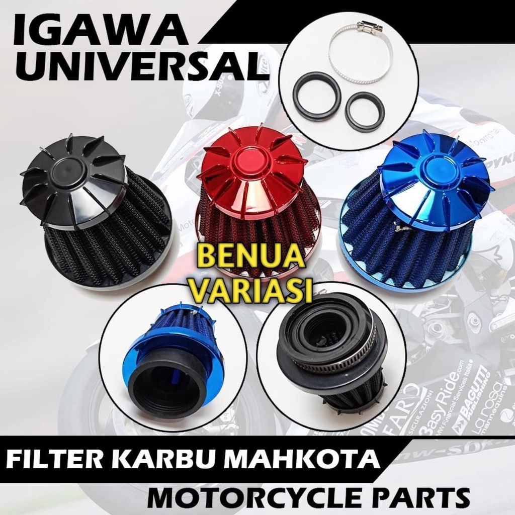 FILTER UDARA FILTER KARBU SARINGAN UDARA KARBURATOR MOTOR VARIASI MODEL MAHKOTA BESAR/MINI UNIVERSAL