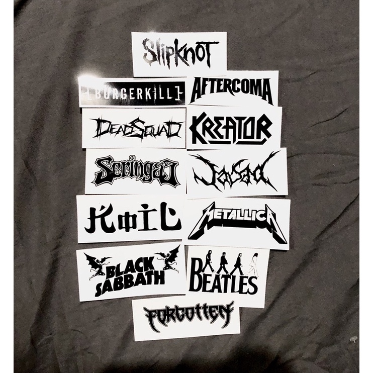 stiker pack band metal indo dan barat satu set untuk tempel di gitar helm motor kulkas koper laptop dll