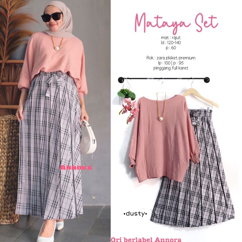 MATAYA SETELAN & ELINA SETELAN ( ATASAN + ROK ) / READY BEST SELLER-Mataya dusty