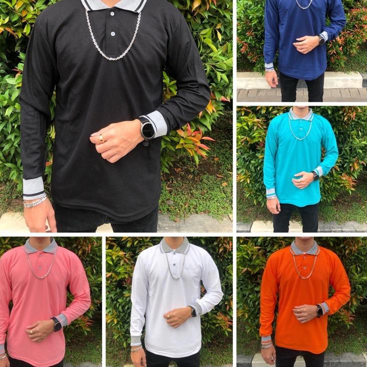 ☻ Kaos Polo Kerah Lengan Panjang M,L,XL,XXL,XXXL / Polo / Kaos Polo / Kerah Panjang / T-Shirt ⅎ