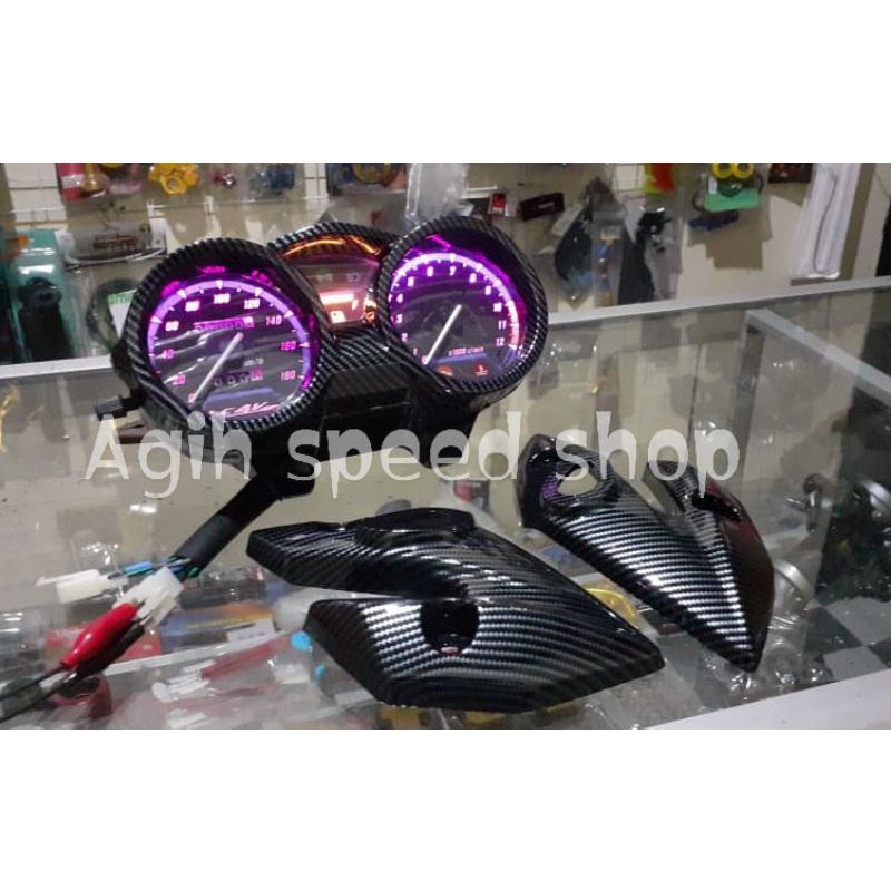 spidometer vixion old carbon set kupingan custom lampu