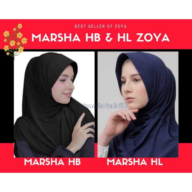 Zoya Bergo Hijab instan Marsha HB & HL  (HITAM READYSTOCK DAN GARANSI ORIGINAL)