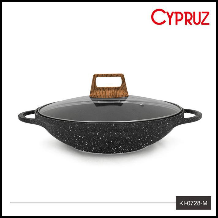 Cypruz Ki-0728 M Wajan Kuali Wok Die Cast Marble 28 Cm Wajan Induksi
