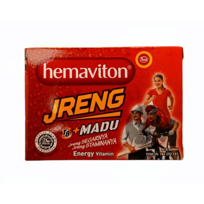 

Hemaviton Jreng T8 + Madu Kotak Isi 6pc Sachet Energy Vitamin Hemaviton Madu