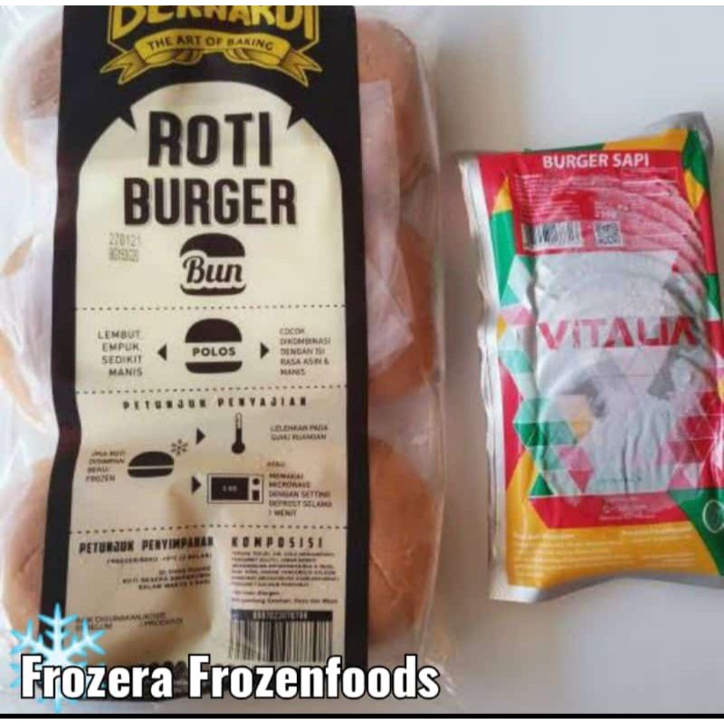 

❄LANGSUNG KIRIM❄ PAKET HEMAT BURGER MEDIUM / Roti Burger isi 6 + Smoke Beef isi 10 / Frozenfoods Murah