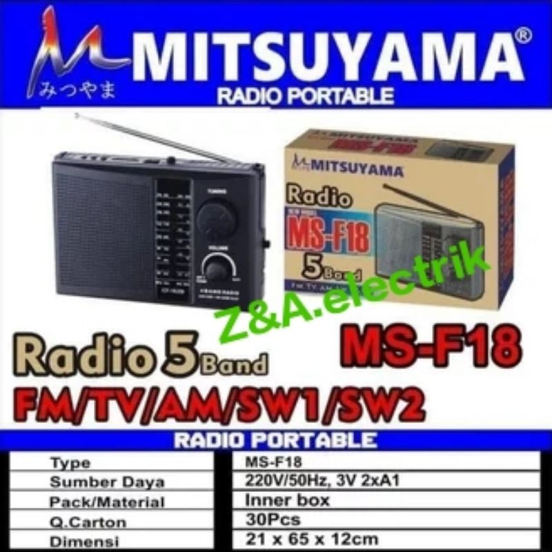 Radio Portable FM / AM MS-F18 TV/SW1/SW2 MITSUYAMA