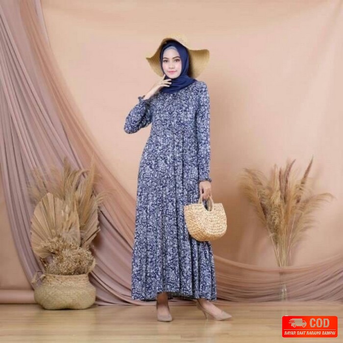 Binar Daily Akifa Gamis Syari Set Khimar Bergo Instan Motif Batik AE751  Rumah Maitara Homey Dress -