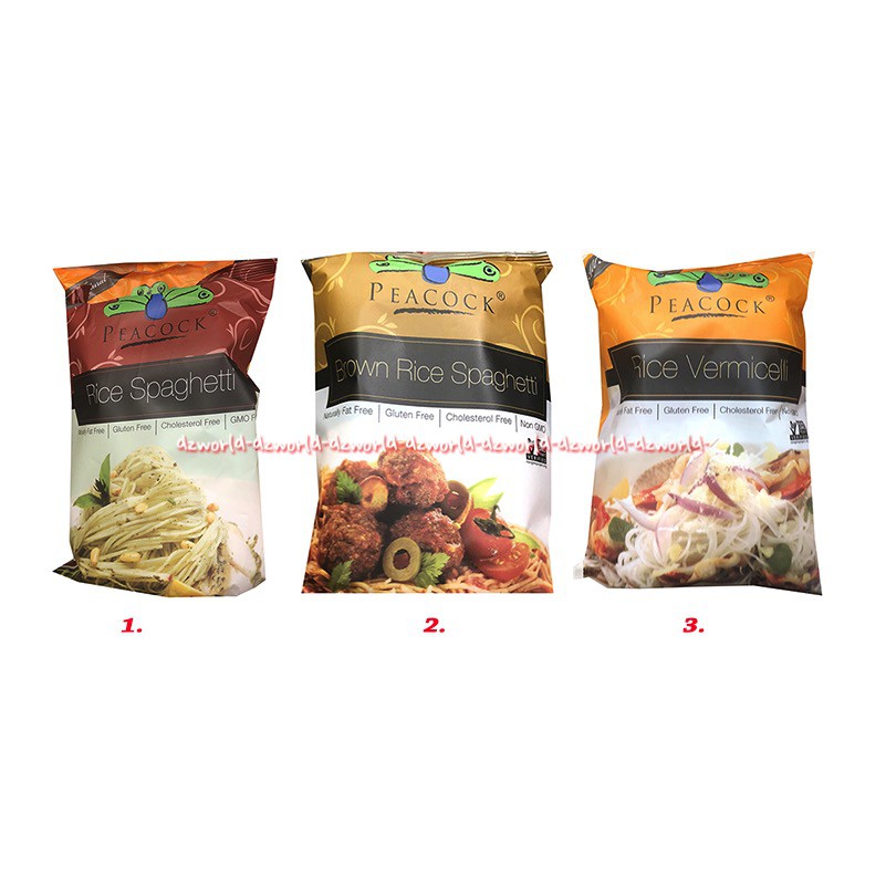 Peacock Rice Spaghetti Membuat Mi Spageti  Instan 56gr