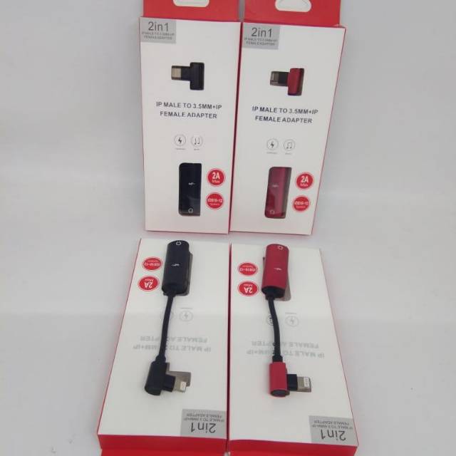 Kabel Converter Lightning to Audio Jack + Female Adapter 2in1 Charger &amp; Listen Music