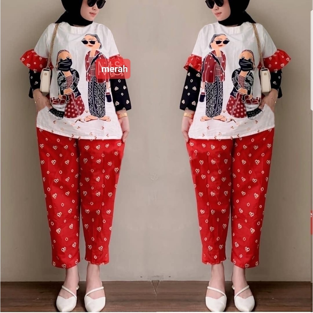VS - Set Mbok Jamu / Setelan Wanita DTF / Baju Jumbo Wanita / Setelan Jumbo
