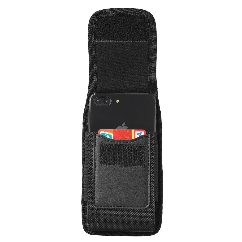 Sarung Dompet Tas Tempat HP Pinggang Pria Nylon Tanpa Magnet Slot Kartu Klip Jepit Vertikal Ukuran 6 - 7 Inch