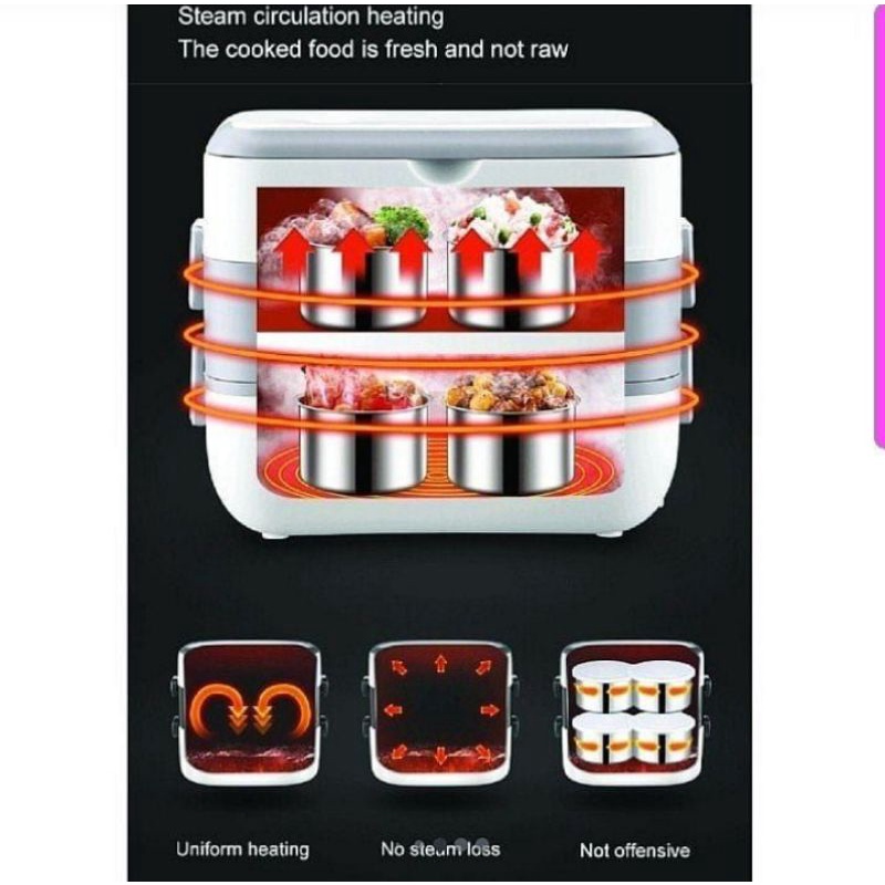 Idealife IL-110A Elektrik Kotak Makan Bekal Listrik Penghangat Makanan Lunch Box Electric Hangatkan Nasi Sayur Sup Bubur stainless garansi resmi