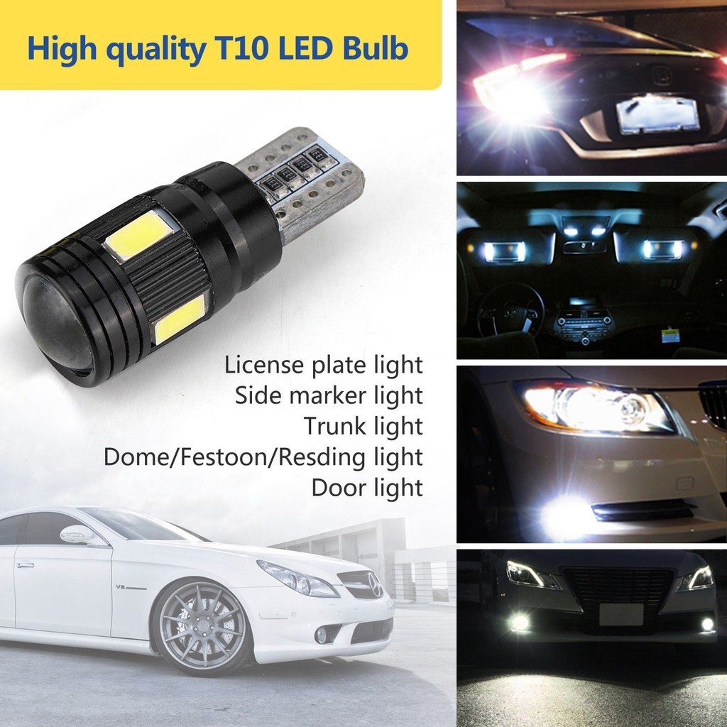 2pcs Lampu Proyektor Led T10 Super Putih Untuk Penanda Mundur Mobil