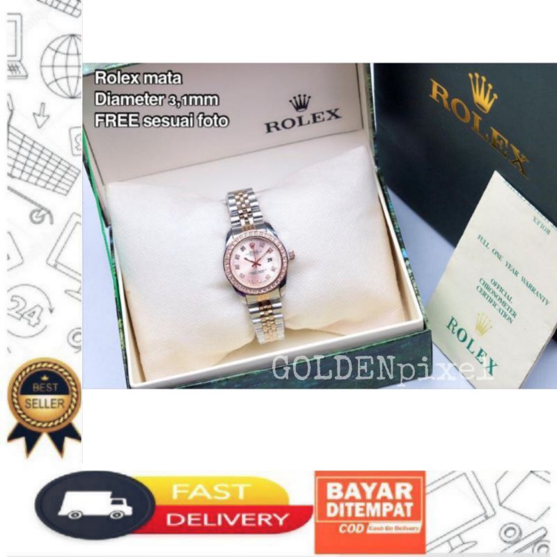 JAM TANGAN WANITA ROLEX MATA DIAMOND SET RX GOLDENpixel
