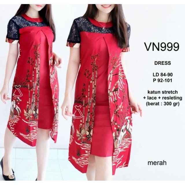 VN999 DRESS PESTA BATIK SERAGAM KANTOR DRESS MIX BRUKAT ...