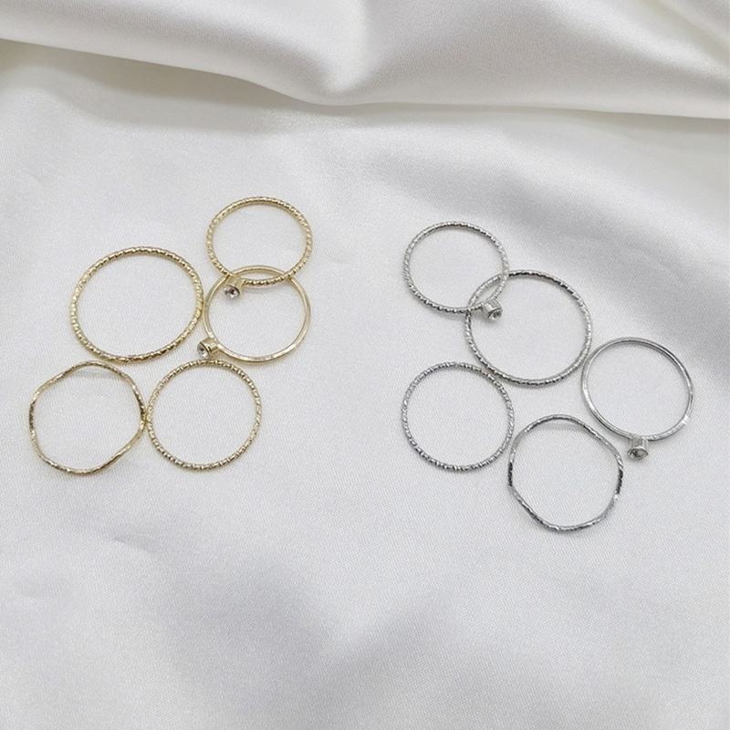 Set Cincin Jari Telunjuk Bentuk Bulat Geometris Gaya Selebriti Untuk Wanita