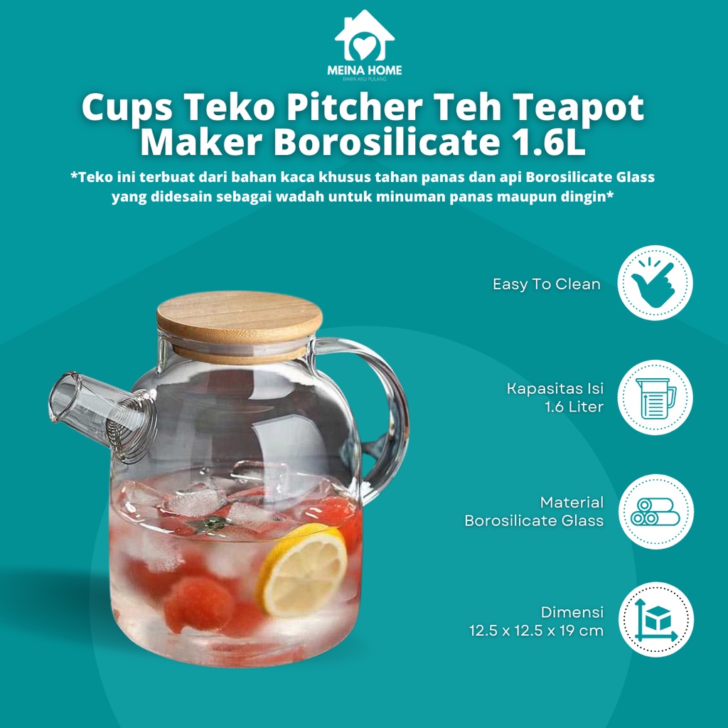 [COD] TEKO PITCHER TEH TAHAN PANAS / TEAPOT MAKER BOROSILICATE GLASS ANTI PANAS / JUG TEMPAT TEH TAH