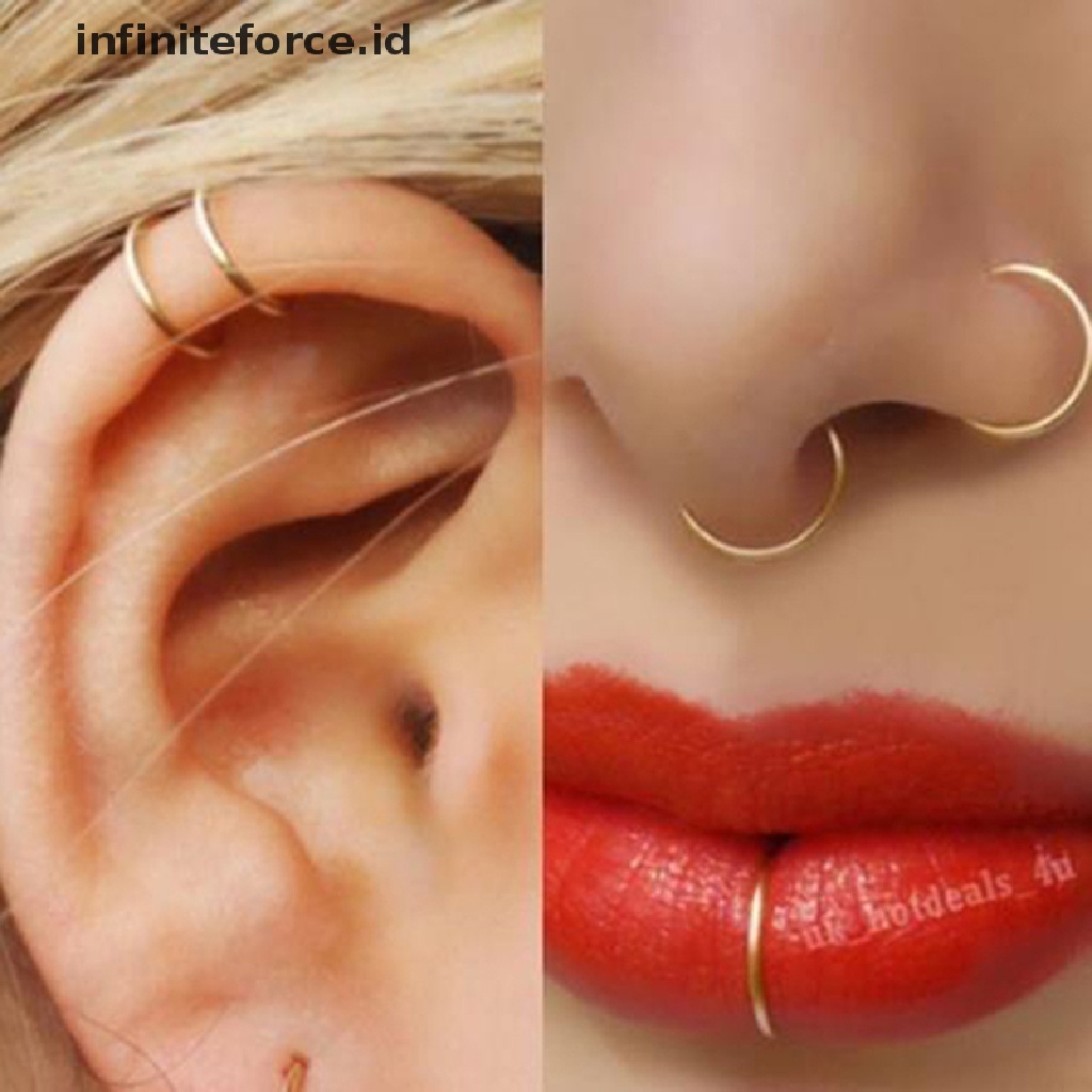 40 / 60pcs / Set Cincin Hoop Tindik Tubuh Hidung Bahan Baja Untuk Perhiasan