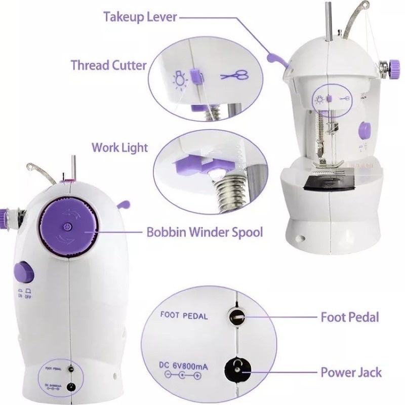 Mesin Jahit Mini Portable Mesin Jahit Portable Multifungsi Mesin Jahit Praktis Ada Lampu WHFURNITURE