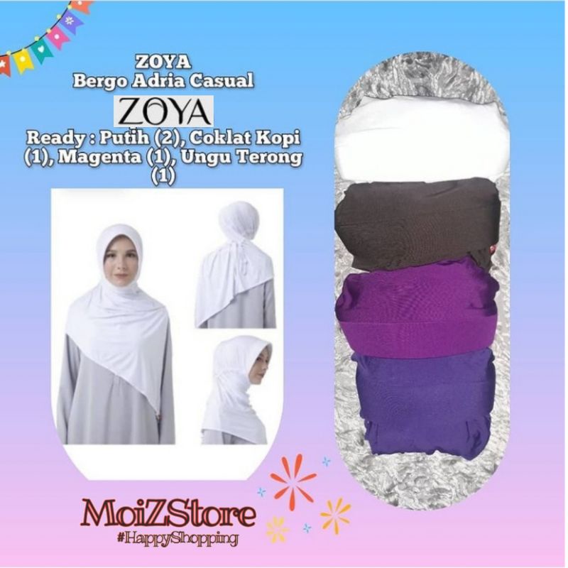 Zoya Jilbab Adria Casual Instan Bergo Zoya Jilbab Bergo Jilbab Langsung Bergo Instan Hijab Instan