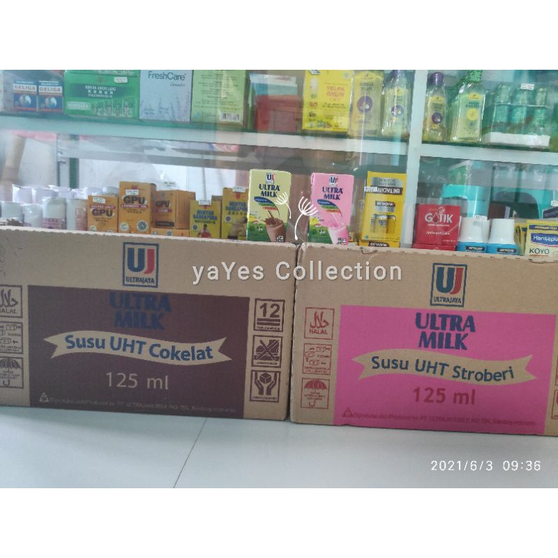 

Susu Ultra Milk UHT Coklat Cokelat Stroberi 125 ml Halal susu cair kotak anak