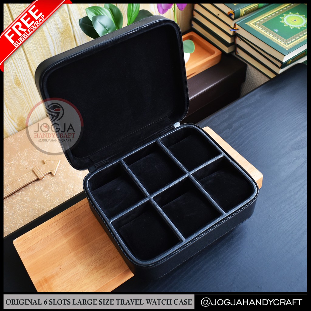 6 Slots PREMIUM Travel Watch Box Jumbo / Tempat Jam tangan / Kotak Jam Tangan / Watch Case