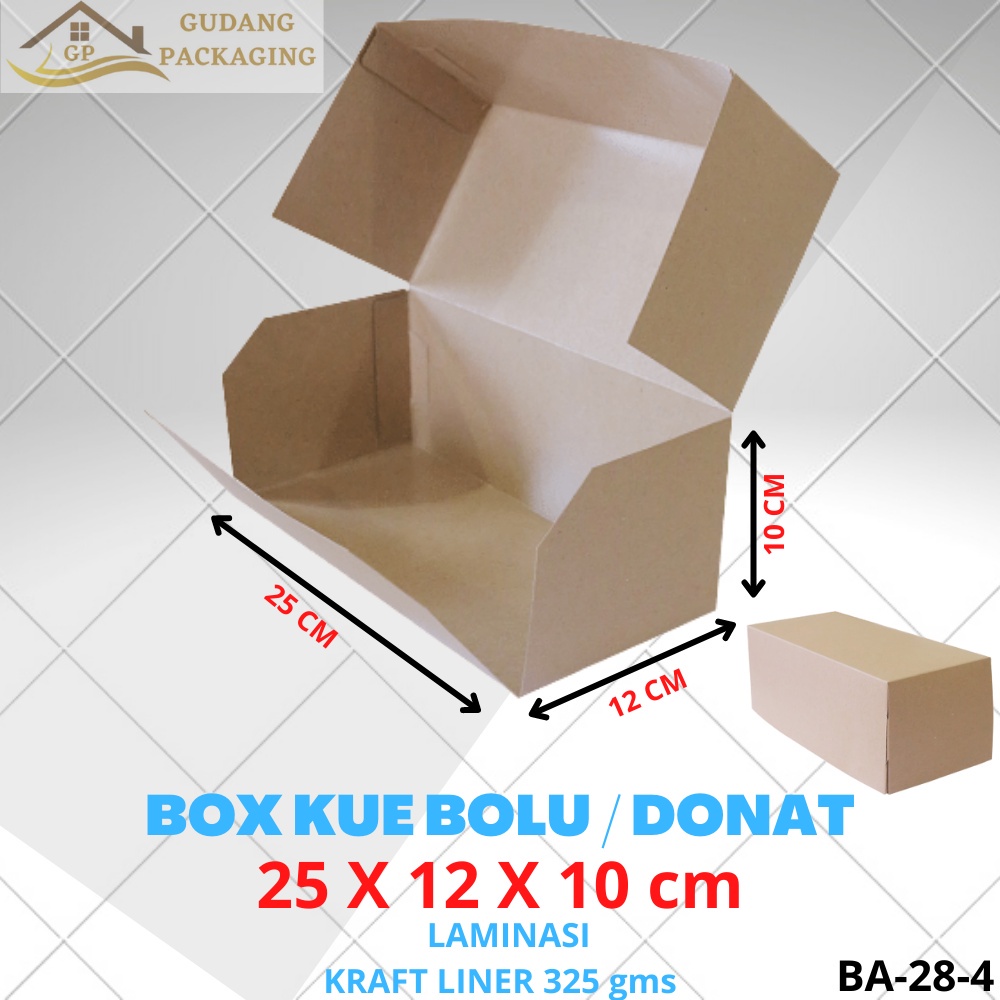 

KARDUS BOX KOTAK BROWNIES KUE BOLU DONAT BOMBOLONI MAKANAN SNACK 25x12x10 cm 325 gms LAMINASI BA-28-04